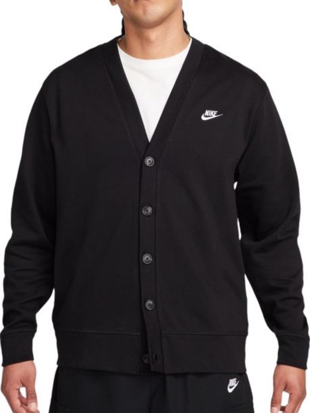 Nike Club Men’s X-Large Knit Cardigan Button Up Sweater Black